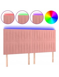 Testiera a LED rosa 200x5x118/128 cm in Velluto 2