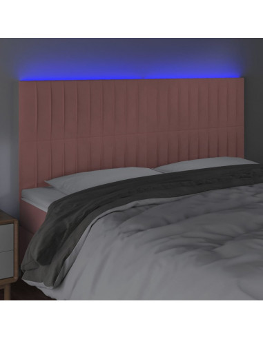 Testiera a LED rosa 200x5x118/128 cm in Velluto