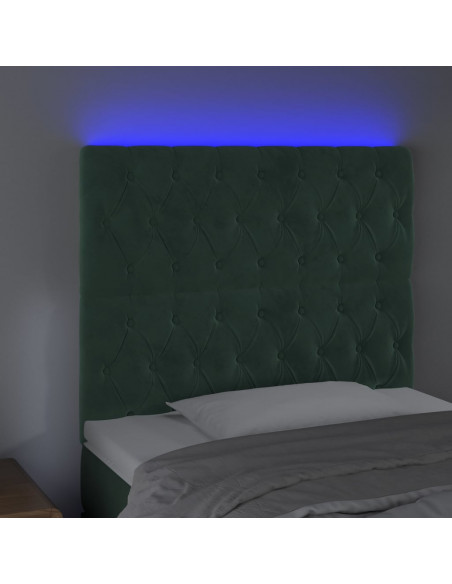 Testiera a LED Verde Scuro 100x7x118/128cm in Velluto