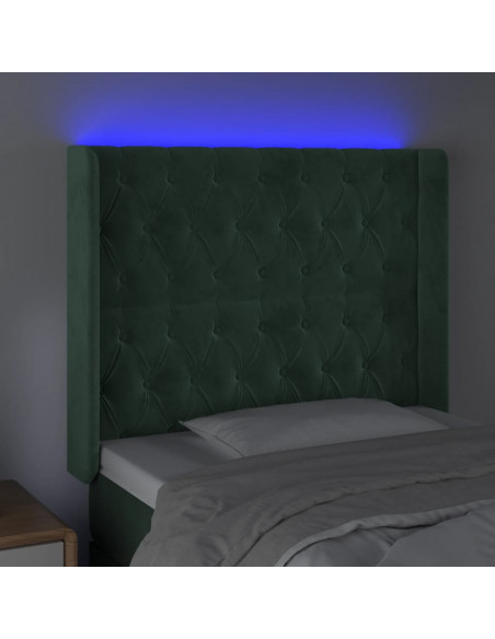 Testiera a LED Verde Scuro 103x16x118/128 cm in Velluto