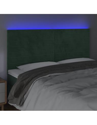 Testiera a LED Verde Scuro 160x5x118/128cm in Velluto