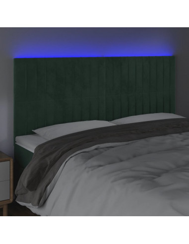 Testiera a LED Verde Scuro 160x5x118/128cm in Velluto