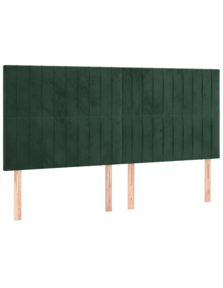 Testiera a LED Verde Scuro 160x5x118/128cm in Velluto