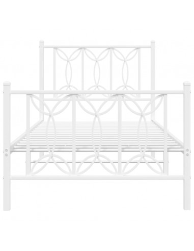 Giroletto con Testiera e Pediera Metallo Bianco 90x190 cm