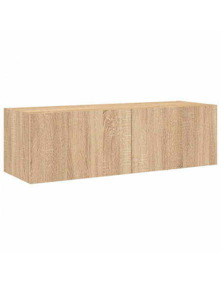 Mobili TV a Muro 3pz con Luci LED Rovere Sonoma