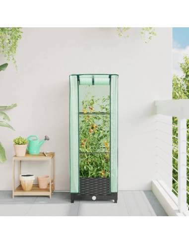 Letto Rialzato con Copertura Serra Effetto Rattan 40x40x123 cm