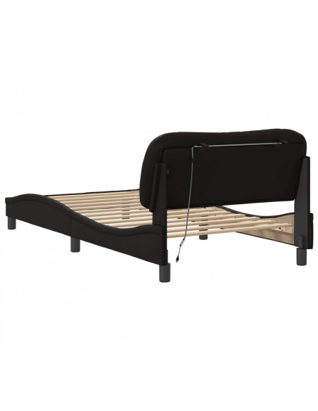 Giroletto con Luci LED Nero 100x200 cm in Similpelle