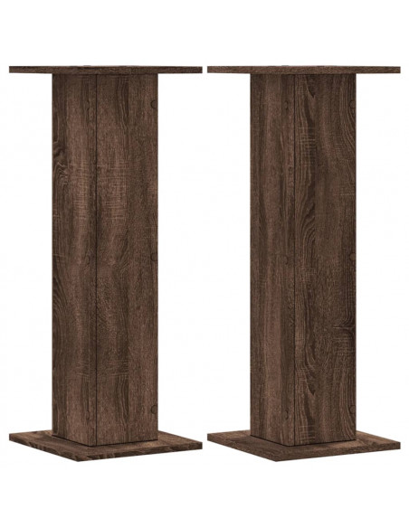 Supporti Altoparlanti 2 pz Marrone 30x30x80cm Legno Multistrato