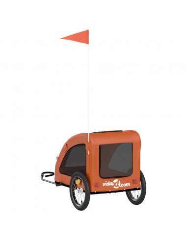 Rimorchio da Bici per Animali Arancione e Grigio Oxford e Ferro