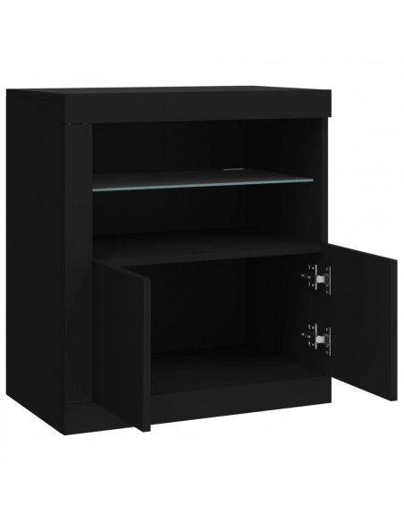 Credenza con Luci LED Nera 60,5x37x67 cm