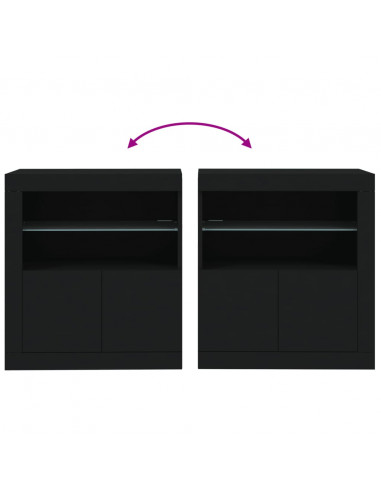 Credenza con Luci LED Nera 60,5x37x67 cm
