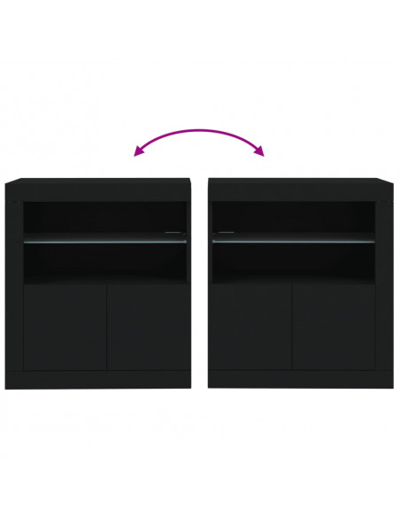 Credenza con Luci LED Nera 60,5x37x67 cm