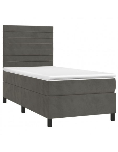 Giroletto a Molle con Materasso Grigio Scuro 90x200 cm Velluto