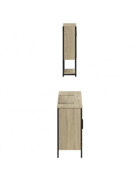Set Mobili da Bagno 3 pz Rovere Sonoma in Legno Multistrato