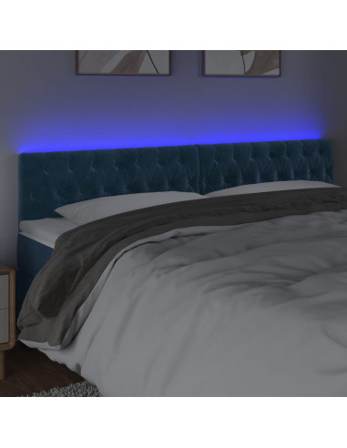Testiera a LED Blu Scuro 180x7x78/88 cm in Velluto