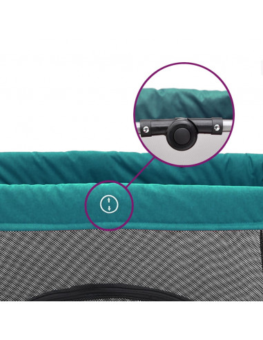 Box per Bambini con Materasso Verde Tessuto di Lino