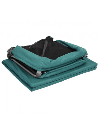 Box per Bambini con Materasso Verde Tessuto di Lino