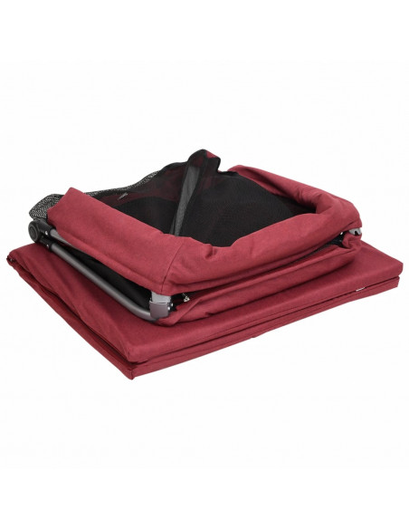 Box per Bambini con Materasso Rosso Tessuto di Lino