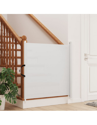 Cancelletto Retrattile per Animali Domestici Bianco 117,5x125cm