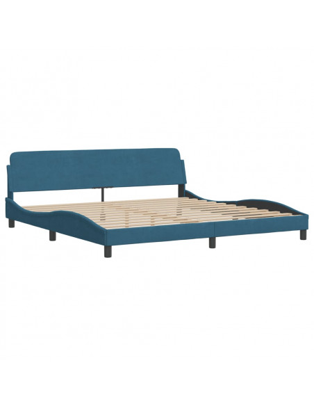Letto con Materasso Blu 200x200 cm Velluto