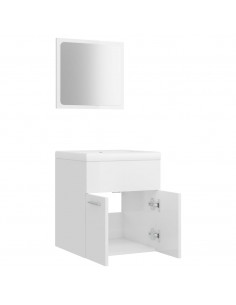 Set Mobili da Bagno Bianco Lucido in Truciolato 2