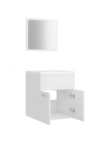 Set Mobili da Bagno Bianco Lucido in Truciolato