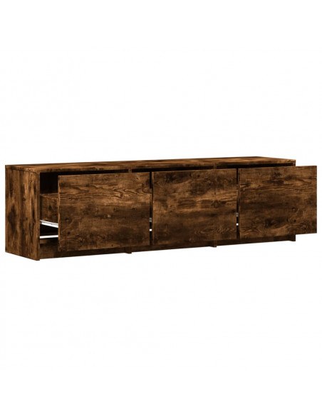 Mobile Porta TV con LED Rovere Fumo 140x34x40 cm in Truciolato