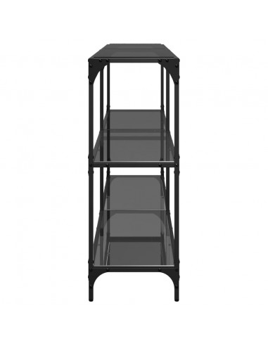 Tavolino Consolle con Piano in Vetro Nero 158,5x30x81cm Acciaio