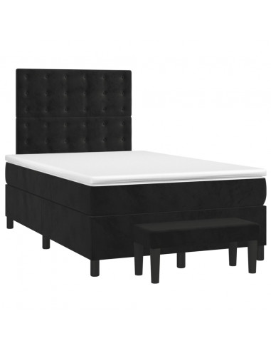 Giroletto a Molle con Materasso Nero 120x200 cm in Velluto