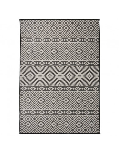 Tappeto da Esterni a Tessitura Piatta 140x200 cm Strisce Nere