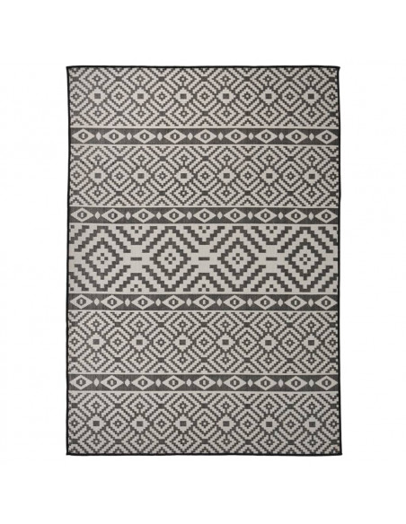 Tappeto da Esterni a Tessitura Piatta 140x200 cm Strisce Nere