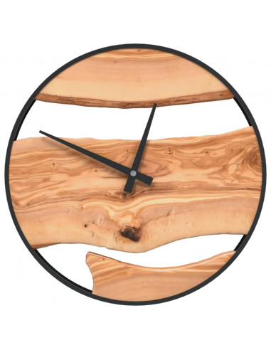 Orologio a Parete Marrone Ø35 cm in Ferro e Legno di Ulivo