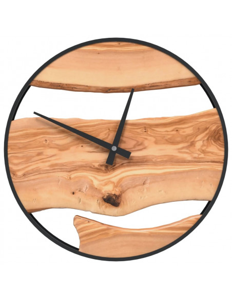 Orologio a Parete Marrone Ø35 cm in Ferro e Legno di Ulivo