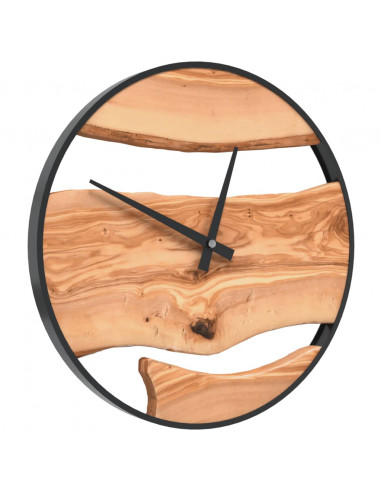 Orologio a Parete Marrone Ø35 cm in Ferro e Legno di Ulivo