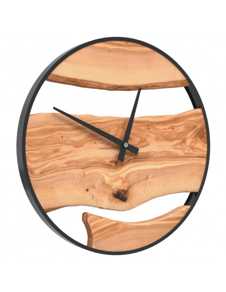 Orologio a Parete Marrone Ø35 cm in Ferro e Legno di Ulivo
