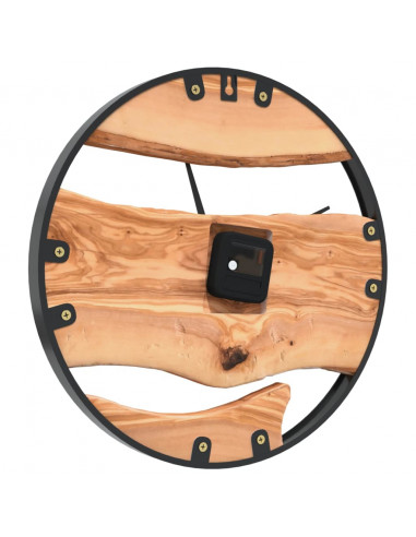 Orologio a Parete Marrone Ø35 cm in Ferro e Legno di Ulivo