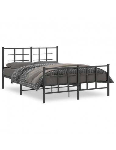 Giroletto con Testiera e Pediera Metallo Nero 135x190 cm