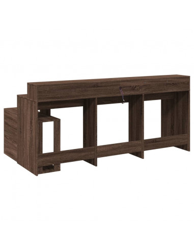 Scrivania con Luci LED Marrone Rovere 200x104x91 cm Truciolato