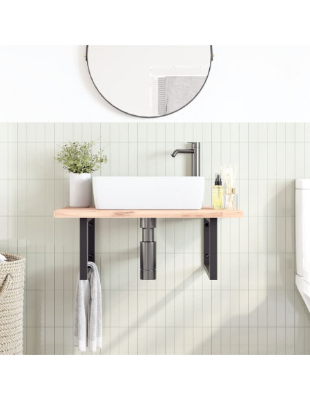 Reggimensole per Lavabo 2 pz Nere Rettangolari in Acciaio