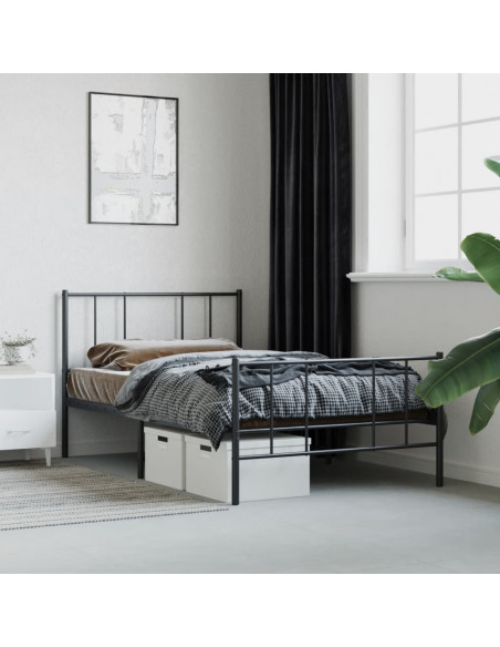 Giroletto con Testiera e Pediera Metallo Nero 80x200 cm