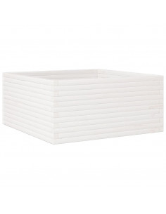 Fioriera da Giardino Bianca 100x100x46cm Legno Massello di Pino 2