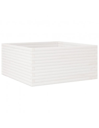 Fioriera da Giardino Bianca 100x100x46cm Legno Massello di Pino