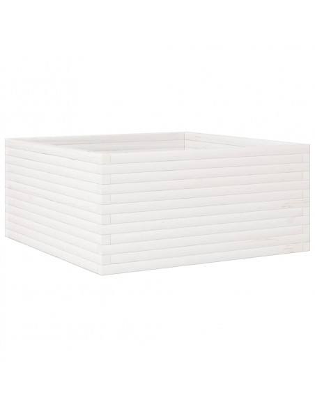 Fioriera da Giardino Bianca 100x100x46cm Legno Massello di Pino