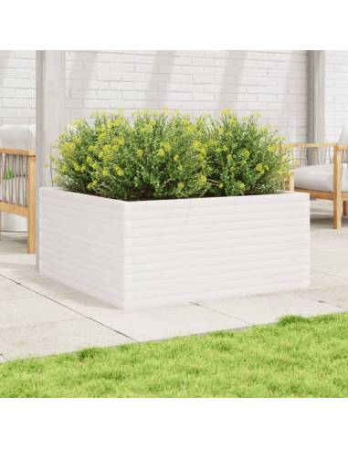 Fioriera da Giardino Bianca 100x100x46cm Legno Massello di Pino