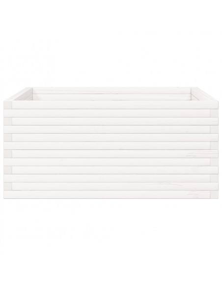 Fioriera da Giardino Bianca 100x100x46cm Legno Massello di Pino