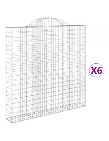 Cesti Gabbioni ad Arco 6 pz 200x30x200/220 cm Ferro Zincato
