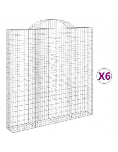 Cesti Gabbioni ad Arco 6 pz 200x30x200/220 cm Ferro Zincato