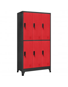 Armadietto con Serratura Antracite e Rosso 90x45x180cm Acciaio 2