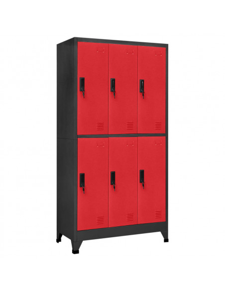 Armadietto con Serratura Antracite e Rosso 90x45x180cm Acciaio