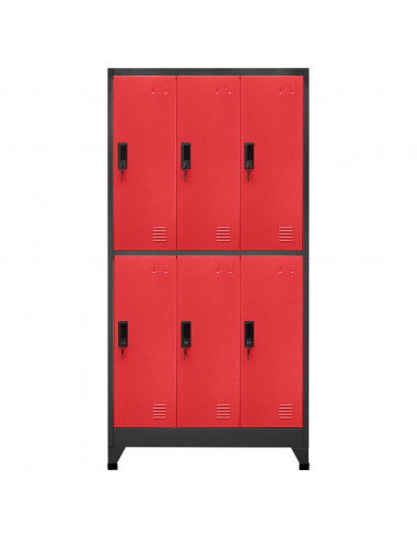 Armadietto con Serratura Antracite e Rosso 90x45x180cm Acciaio